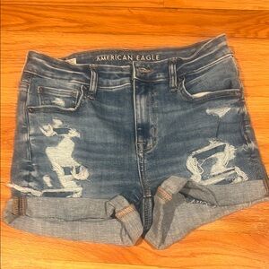 American Eagle Outfitters Blue Distressed Jean Shorts